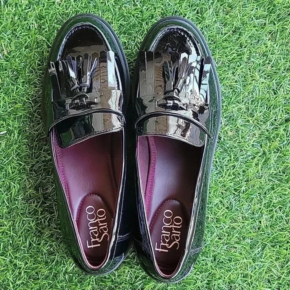 Franco Sarto Glossy Faux Patent Leather Loafers Size 7 - Picture 2 of 7